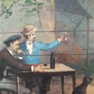 Peinture de l'enseigne de l'auberge du cheval blanc