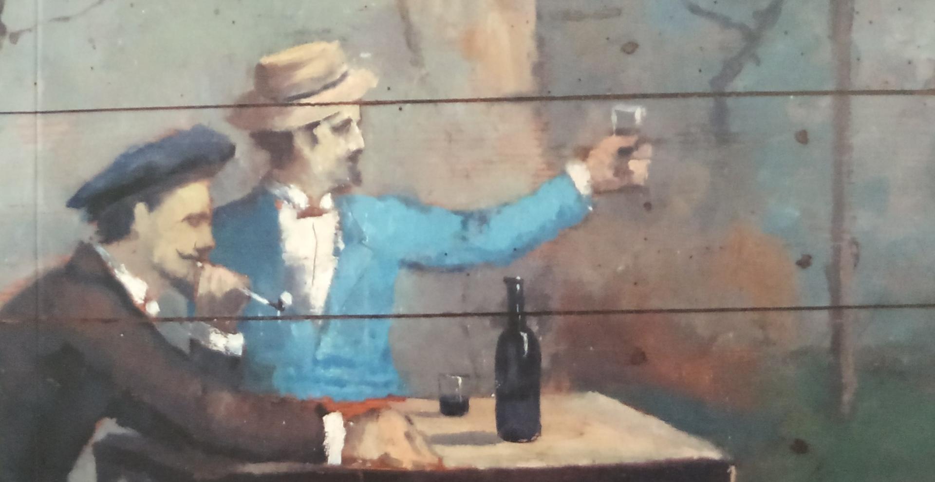 Peinture de l'enseigne de l'auberge du cheval blanc