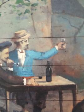 Peinture de l'enseigne de l'auberge du cheval blanc