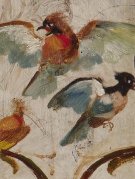 Photo de détail panneaux, salle à manger des artistes de l'auberge Ganne.