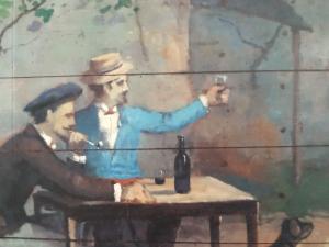 Peinture de l'enseigne de l'auberge du cheval blanc