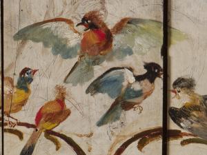 Photo de détail panneaux, salle à manger des artistes de l'auberge Ganne.