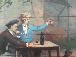 Peinture de l'enseigne de l'auberge du cheval blanc